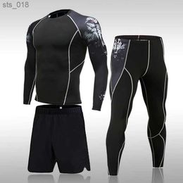 Jogging Clothing Man Compression Sports Suit Quick Drying Perspiration Fitness Training MMA Kit Rashguard Male Sportswear Jogging Running ClothesH24119