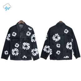Men Women Classic Puff Print Jacket Best Quality Oversized Patchwork Blue Black Male Coat With Tags