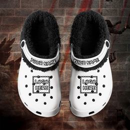 Coolcustomize custom USA patriotic fashion garden clogs Personalised unique company logo gifts winter fur lined Customise logo name wording business clog shoes