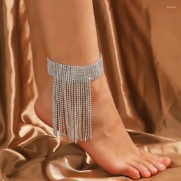 Anklets Sparkling Long Tassel Design Anklet Copper Jewellery Embellished With Synthetic Gems Luxury Style Prom Party High Heel Accessories
