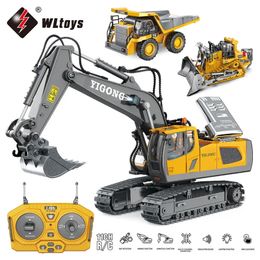 WLtoys Alloy 2.4G Rc Car Excavator Dump Truck Bulldozers 11 Channels With Led Lights Engineering Car Children Electric Toy 240119