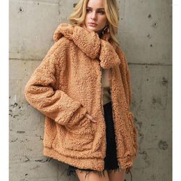 Women's Jackets Fashion Loose Short Autumn Winter Coat 2024 Long Sleeve Double Pocket Detachable Scarf Collar Plush Faux Fur Jacket S-XXXL