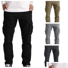 Men'S Pants Mens Cargo Trousers Casual Pants Work Wear Combat Safety 6 Pocket Fl Men Elastic Outdoor Pant Drop Delivery Apparel Men'S Dhg43