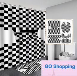 Top Shower Curtains Cosmetics Perfume and Flower 3d Curtain 4pcs Set Custom Hooks Printed Decor Bathroom Waterproof Cover Screen