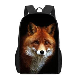 Bags Fox Wild Animal 3D Printed Pattern Book Bag Men 16 Inch Backpack for Teen Boys Girls Kindergarten Backpack Children School Bag