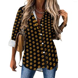 Women's Blouses Print Casual Blouse Long-Sleeve Digital Currency Money Cool Women Street Fashion Oversized Shirt Pattern Clothes