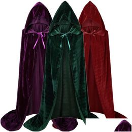 Stage Wear Halloween Cloaks Gothic Hooded Cloak Adt Capes Robe Women Men Vampires Grim Reaper Drop Delivery Dhuue