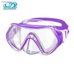 Diving Accessories Findway Kids Diving Snorkel Mask with Nose Cover Anti-fog/UV Protection 360 Vide Vision Swimming Goggles for Boys Girls Age5-16 YQ240119