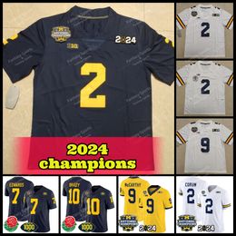 Champion Football Jerseys Maize College Jersey 10 Tom Brady 7 Donovan Edwards 9 J.J. McCarthy 2 Blake Corum Mens Jersey Stitched 2024 rose