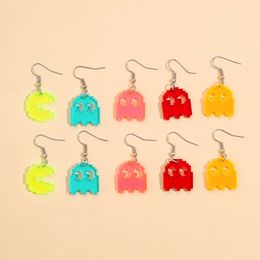 Fun Small Ear Hook Acrylic Fluorescent Colour Cartoon Little Devil Children's Earrings 5 Pairs