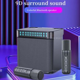 Speakers YS223 100W High Power Wireless Microphone Bluetooth Speaker Portable ound Family Party Colourful LED Karaoke Subwoofer Boombox