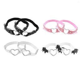 Garters Hollow Heart Leather Leg Garter Anti Slip Ring Harness Women Girl Adjustable Punk Rock Drop Delivery Dhmiw