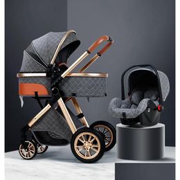 Strollers 3 In 1 Baby Stroller Luxury High Landscape Pram Portable Pushchair Wagen Bassinet Foldable Car New Drop Delivery Kids Matern Dhgrx