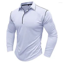 Men's Polos Leisure Breathable Sports T Shirt Men Casual Polo Collar Long Sleeve Shirts Autumn Classic Mens Clothing Fashion Loose Tops