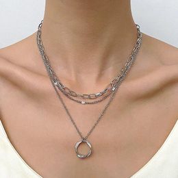 Pendant Necklaces Fashion Women's Necklace Hip Hop Multi-layer Clavicle Chain Personality Metal Punk Gothic Choker Jewelry