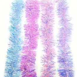 2M 3cm/5cm Rainbow Color Foil Rattan Tinsel Streamer Christmas Tree Hanging Garland Christmas Tree Ornaments Supplies Decor 240119