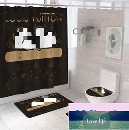 New Bathroom Sets Shower Curtain Set 4 Pieces a Set Waterproof Washroom Bath Curtains Lid Toilet Cover Mat NonSlip Pedestal Top Wholeslae