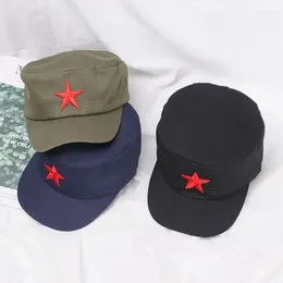 Berets Unisex Classic Red Star Army Hat Adjustable Cotton Sun Hats Casual Sports Plain Cap Outdoor Caps Flat Top