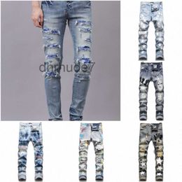 Men Designer Jeans Casual Streetwear Mens Black Slim Fit Autumn Letter Masculina Pants Trendy Dance Club Skinny Toursers Us Size 0ITK