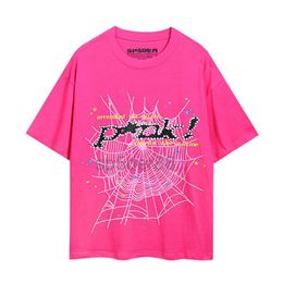 Luxury Designer T-shirt Summer New Trendy Brand Men's and Women's Couple Wear Large Loose Sp5der Spider Web Short Sleeved IV3X