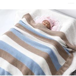 Blankets Baby Blanket Quilt Qomfortable And Soft Stripe Bed Sheet 70 90cm 27.56in 35.4in Cotton Yarn Knitted Stroller Born Kit