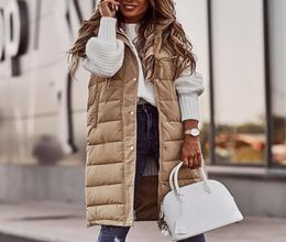 Women039s Jackets Autumn Winter Cotton Vest Women Ladies Casual Waistcoat Female Sleeveless Long Jacket Slim Fit Warm Puffer Co6635471