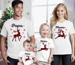 Family Matching Outfits Deer Print Family Matng Clothes Christmas Party Family T-shirt Tops Father Mother Boys Girls Look Outfits Shirts Baby Rompers H240508
