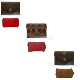 Women Brown Flower Wallets Coin Mounta di alta qualità Porta del porta Keychain Designer Designer Borse Key Cash Holdor Clutch Borse Expodaned Worket