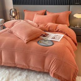 Bedding Sets Winter Deluxe Maillard Milk Coral Plush Bed Thickened Duvet Cover With Double Sided Light Luxury And Feeling