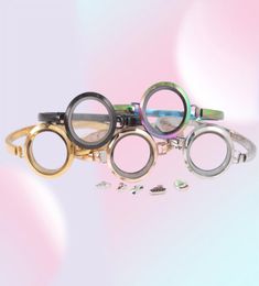 Bangle 5pcs 316L Stainless Steel Screw 30mm Mixed Color Floating Locket 78 Inch Bracelet Women Jewelry7987752