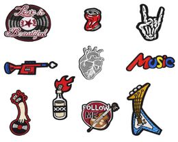 10 PCS Cool Embroidered Rock and Roll Patch Badge for Punk Clothing Ironing Applique Men Jacket Stripe Sewing Embroidered Patches 9956977