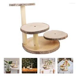 Decorative Plates Wood Cupcake Stand Retail Display Rustic Multi Tiered Cake Tray Decoration