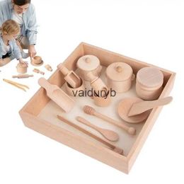 Kitchens Play Food Wooden Sensory Bin Tools Montessori Toys Wood Spoons Tongs Preschool Learning Wooden Educational Toys Sensory Bin Pretend Playvaiduryb