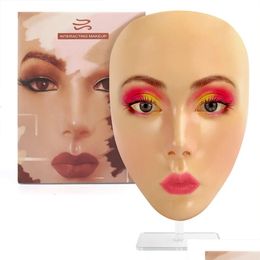 Makeup Tools Face Reusable Practise Mask Board Eye Pad Sile Bionic Skin Practising Mannequin For Beginner Beauty Tattoo Tool Drop Deli Dham3