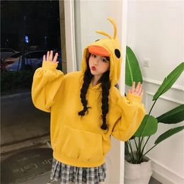 Women's Hoodies Women Long Sleeve Cute Pullovers Tops For Teens Korean Style 2024 Autumn Winter Fashion Yellow Casual Kawaii Duck