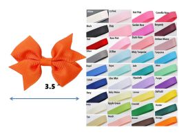 3.5" Boutique pinwheel bow Clips Solid Colour Grosgrain ribbon bow Children's hair Accessories 100pcs BJ