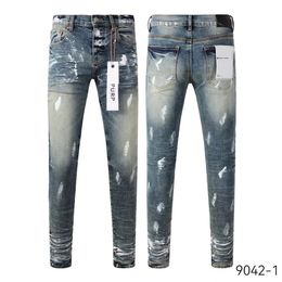 High-end Quality Purple Jeans Men's Jeans Designer Jeans Men's Black Pants Retro street casual sweatpants Jogging pants 9042-1