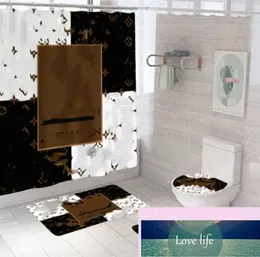 Quatily Letters Cool Print Shower Curtains Sets High-grade Four-piece Must Set Bathroom Anti-peeping Non-slip Deodorant Bath Toilet Mats Wholesale