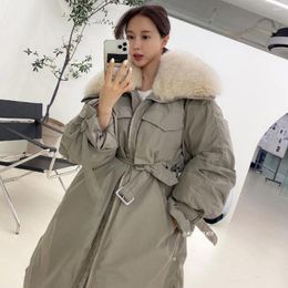 Women's Down Real Fur Jacket 2024 Female Coat Winter Clothes Large Size Parkas Women Korean Warm White Duck Coats Long