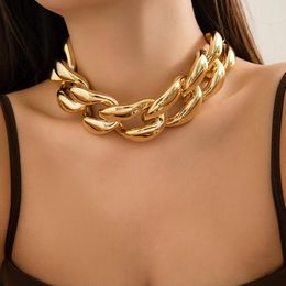 Choker Exaggerated Acrylic Geometric O-chain Clavicle Necklace Punk Thick Chain Gold Color Women's Aesthetic Neck Jewelry