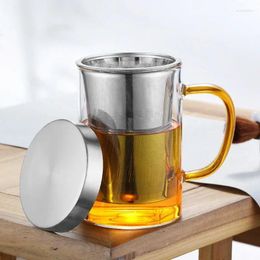Mugs 500ml Heat-resistant Glass Tea Mug Wuth 304 Stainless Steel Filter Coffee L Kitchen Drinkware Milk Water Cup