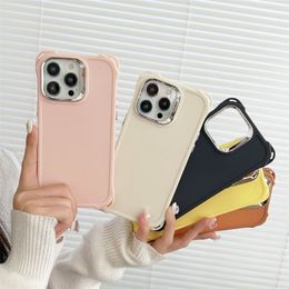 Simple Solid Colour Phone Case For IPhone 13 11 12 14 15 Pro Max 15pro Protection Electroplated Lens Hybrid Back Cover Candy Cases 100pcs