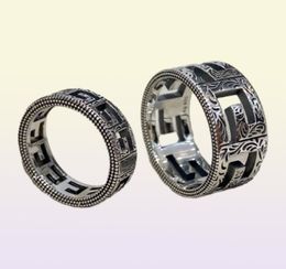 2022 Fashion Band Rings Vintage Great Wall Pattern Designer Trendy 925 Silver Ring for Women Wedding Rings Men Jewelry9724547