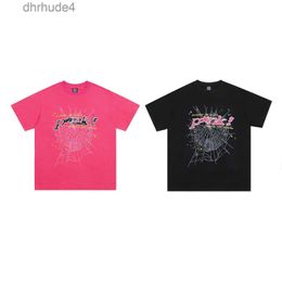 Men t Shirt Pink Young Thug Sp5der 555555 Mans Women Quality Foaming Printing Spider Web Pattern 555 Fashion Top Tees 24ss 8BXS