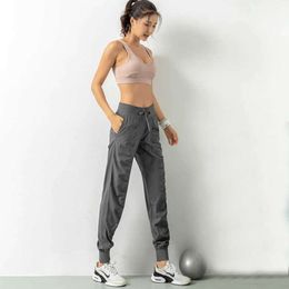 lululemenly Women Yoga Studio Pants Ladies Quickly Dry Drawstring Running Sports Trousers Loose Dance Jogger Girls Gym Fitness sport 6644ess