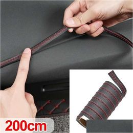 Car Badges Luxury Interior Moding Trim Self-Adhesive Leather Decorative Line Strip For Door Dashboard Sticker Diy Strips Drop Delivery Dhch6