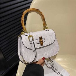 New Women's Bag High Crocodile Pattern Bamboo Knot Handbag Sweet Solid Saddle Fashion Crossbody 80% off outlets slae