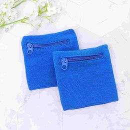 Wrist Support 4pcs Sports Wristband Zipper Sweatband Wallet Key Pocket For Women Men Running Cycling