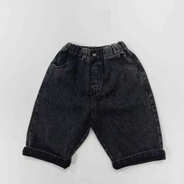 Trousers 2023 Autumn New ldren Solid Trousers Fashion Boys Vintage Jeans Kids Girls Loose Harem Pants Baby Casual Pants Kids Clothes H240508