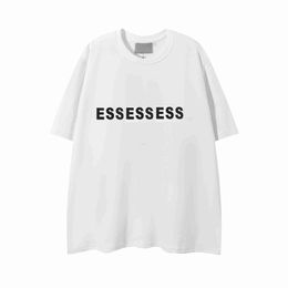 Men's T-Shirts New Summer ESSE t shirt Loose Rubber Letter Ovesized Short Sleeve Hip hop Unisex 100% Cotton Sports Tees